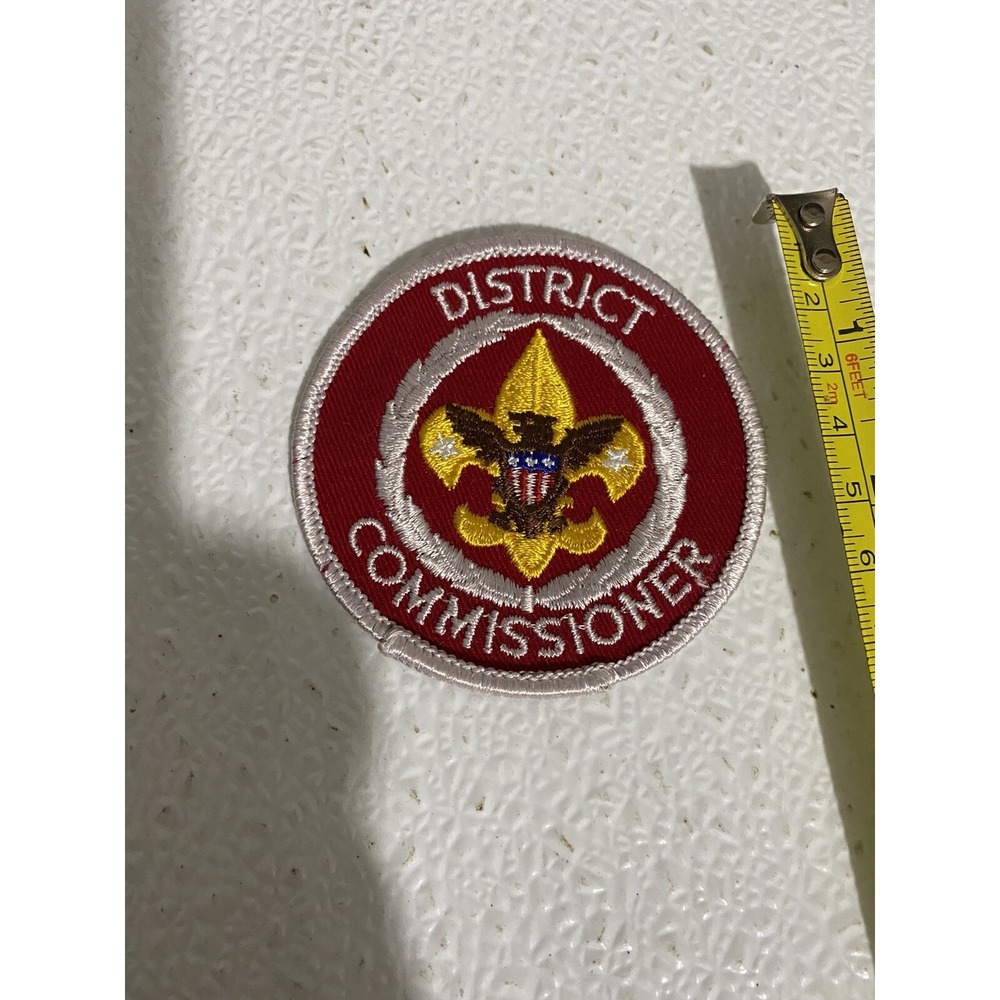 Boy Scouts of America BSA District Commissioner Red Round Embroidered Patch 3in